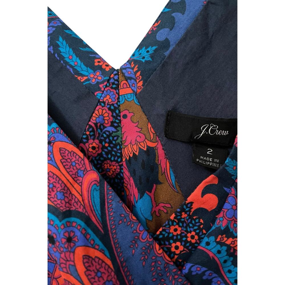 J. Crew Paisley Print Maxi Dress US 2 Tiered Ratti Scarf Colorful 100% Cotton - Picture 10 of 15